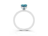 White gold Oval Cut Blue Topaz Solitaire Ring with Thin Band and Prong Setting_39