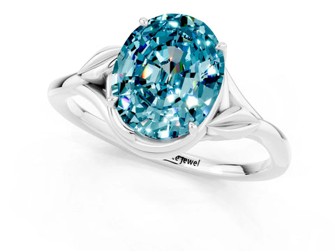 White gold Oval Cut Blue Topaz Solitaire Ring with Twist Band and Four-Prong Setting_37