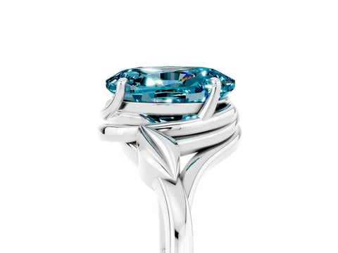 White gold Oval Cut Blue Topaz Solitaire Ring with Twist Band and Four-Prong Setting_41