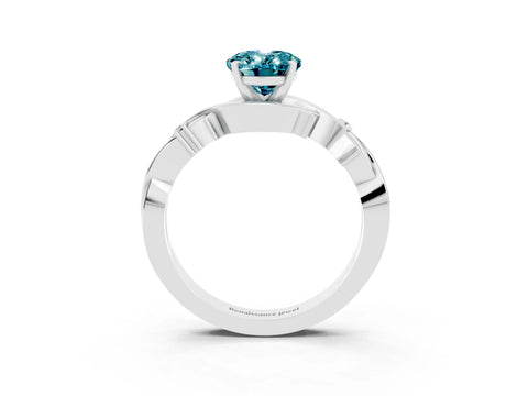 White gold Oval Cut Blue Topaz Solitaire Ring with Twisted Band and Prong Setting_15