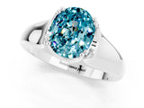 White gold Oval Cut Blue Topaz Solitaire Ring with Wide Band and Prong Setting_1