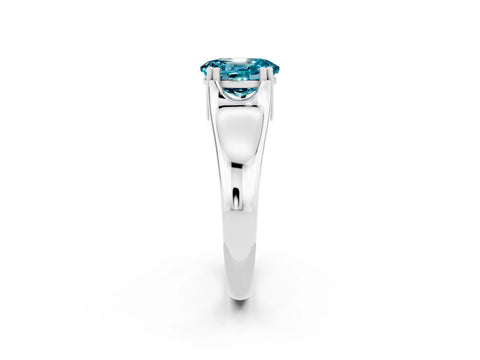 White gold Oval Cut Blue Topaz Solitaire Ring with Wide Band and Prong Setting_2