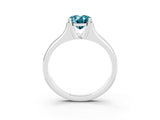 White gold Oval Cut Blue Topaz Solitaire Ring with Wide Band and Prong Setting_3