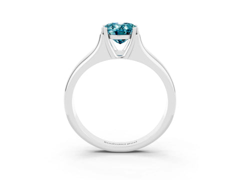 White gold Oval Cut Blue Topaz Solitaire Ring with Wide Band and Prong Setting_3