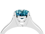 White gold Oval Cut Blue Topaz Solitaire Ring with Wide Band and Prong Setting_4