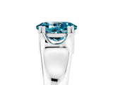 White gold Oval Cut Blue Topaz Solitaire Ring with Wide Band and Prong Setting_5