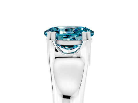 White gold Oval Cut Blue Topaz Solitaire Ring with Wide Band and Prong Setting_5