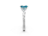 White gold Oval Cut Blue Topaz Solitaire Twist Band Prong Setting Ring_68