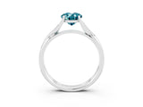 White gold Oval Cut Blue Topaz Solitaire Twist Band Prong Setting Ring_69