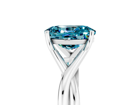 White gold Oval Cut Blue Topaz Solitaire Twist Band Prong Setting Ring_71