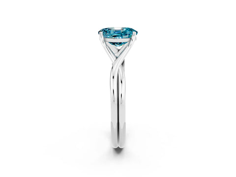 White gold Oval Cut Blue Topaz Solitaire Twist Band Prong Setting Ring_72