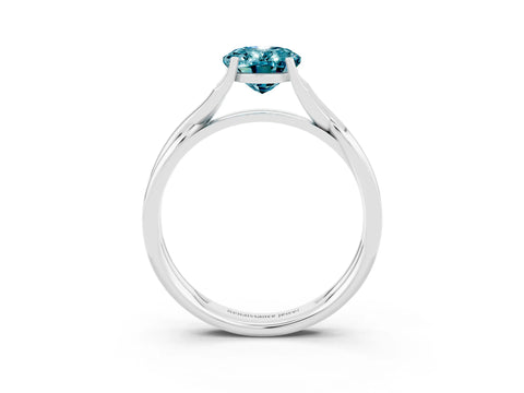 White gold Oval Cut Blue Topaz Solitaire Twist Band Prong Setting Ring_73