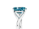 White gold Oval Cut Blue Topaz Solitaire Twist Band Prong Setting Ring_77