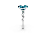 White gold Oval Cut Blue Topaz Solitaire Twisted Band with Round  Accents and Prong Setting_14