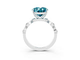 White gold Oval Cut Blue Topaz Solitaire Twisted Band with Round  Accents and Prong Setting_15