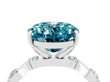 White gold Oval Cut Blue Topaz Solitaire Twisted Band with Round  Accents and Prong Setting_16