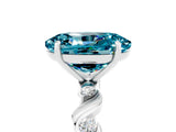 White gold Oval Cut Blue Topaz Solitaire Twisted Band with Round  Accents and Prong Setting_17