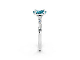 White gold Oval Cut Blue Topaz Solitaire with Side Baguettes and Channel Set Band_2
