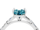 White gold Oval Cut Blue Topaz Solitaire with Side Baguettes and Channel Set Band_4
