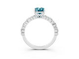 White gold Oval Cut Blue Topaz Solitaire with Side Stones, Pave Band, Four-Prong Setting_27