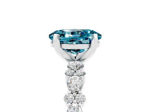 White gold Oval Cut Blue Topaz Solitaire with Side Stones, Pave Band, Four-Prong Setting_29