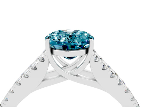 White gold Oval Cut Blue Topaz Split Shank Pavé Engagement Ring with Four-Prong Setting_16