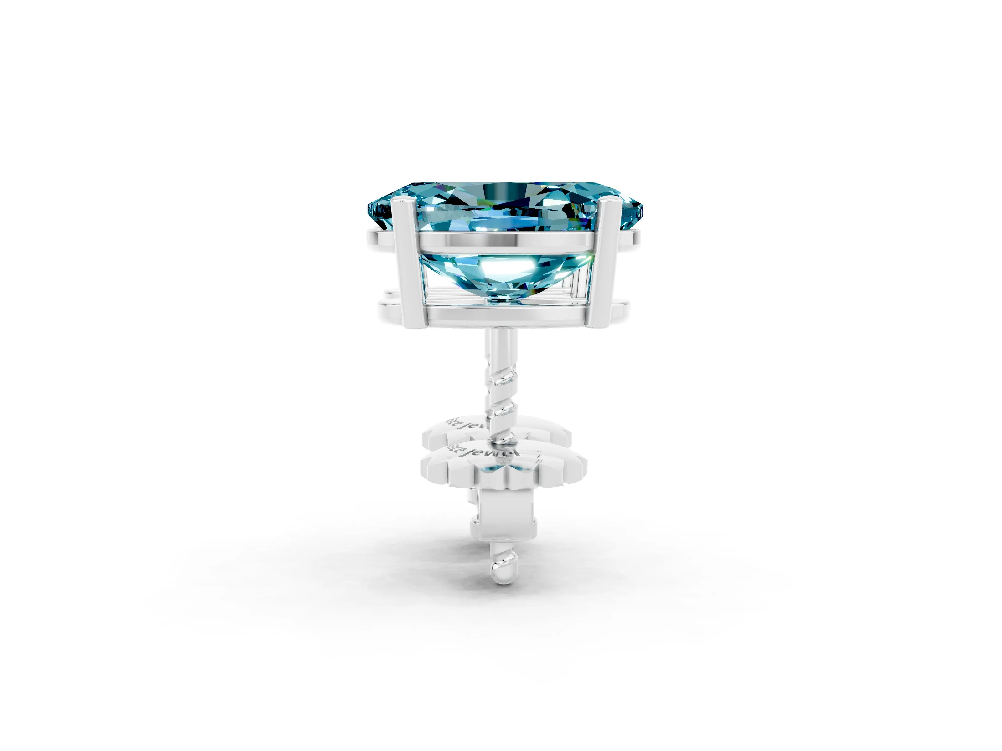 White gold Oval Cut Blue Topaz Stud Earrings_32