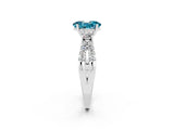 White gold Oval Cut Blue Topaz Three-Stone Ring with Pavé Split Shank and Four-Prong Setting_14