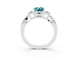 White gold Oval Cut Blue Topaz Three-Stone Ring with Pavé Split Shank and Four-Prong Setting_15