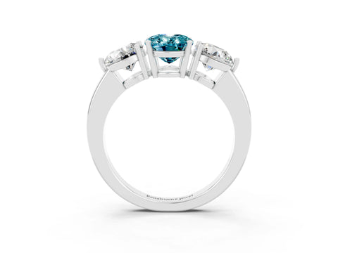 White gold Oval Cut Blue Topaz Three-Stone Ring with Prong Setting and Classic Band_3