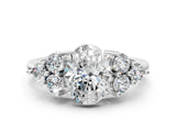 White gold Oval Cut Brilliant Diamond Cluster Accent Solitaire Ring with Prong Setting_114