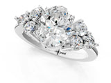White gold Oval Cut Brilliant Diamond Cluster Accent Solitaire Ring with Prong Setting_96