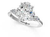 White gold Oval Cut Brilliant Diamond Solitaire Ring with Pear Side Stones and Four-Prong Setting_13