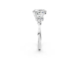 White gold Oval Cut Brilliant Diamond Solitaire Ring with Pear Side Stones and Four-Prong Setting_14
