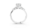 White gold Oval Cut Brilliant Diamond Solitaire Ring with Pear Side Stones and Four-Prong Setting_15