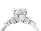 White gold Oval Cut Brilliant Diamond Solitaire Ring with Pear Side Stones and Four-Prong Setting_16
