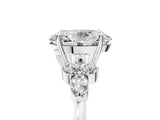 White gold Oval Cut Brilliant Diamond Solitaire Ring with Pear Side Stones and Four-Prong Setting_17