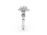 White gold Oval Cut Brilliant Milgrain Pave Heart Band Solitaire Ring_154