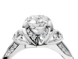 White gold Oval Cut Brilliant Three-Stone Diamond Ring with Pavé Band and Four-Prong Setting_11