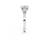White gold Oval Cut Brilliant Three-Stone Diamond Ring with Pavé Band and Four-Prong Setting_9