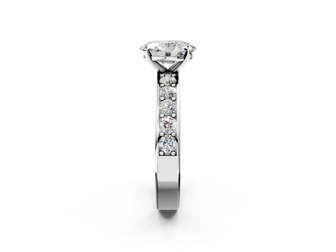 White gold Oval Cut Channel Set Diamond Engagement Ring with Four-Prong Setting_308