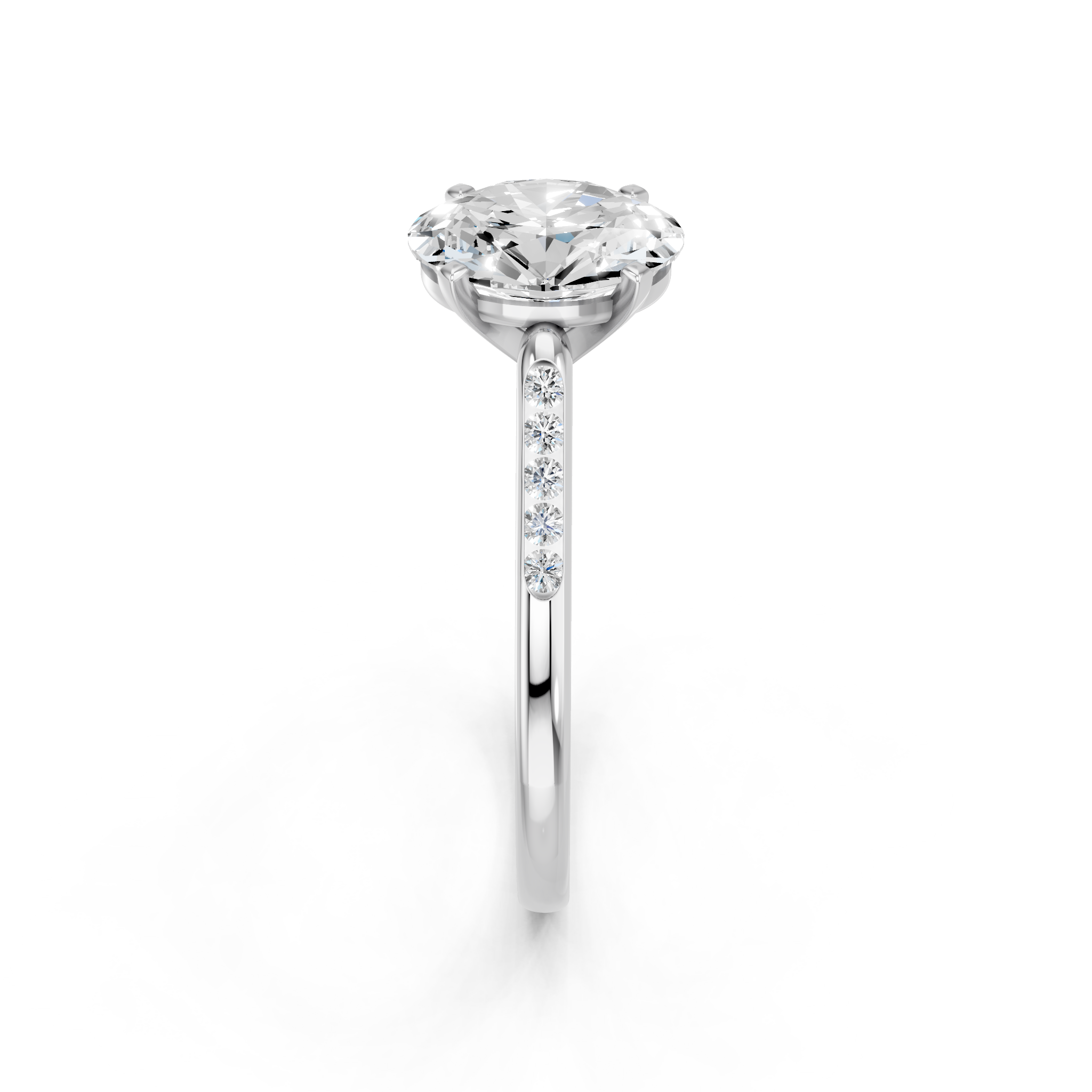White gold Oval Cut Channel Set Solitaire Engagement Ring with Four-Prong Setting_89