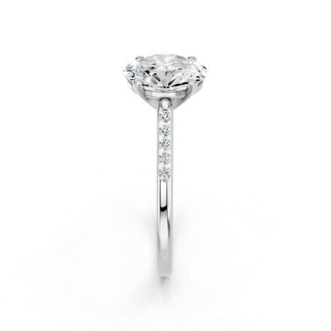 White gold Oval Cut Channel Set Solitaire Engagement Ring with Four-Prong Setting_89