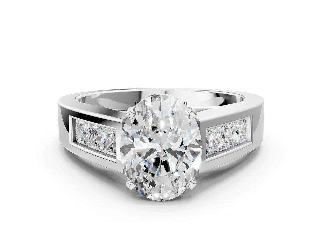 White gold Oval Cut Channel Set Solitaire Ring with Four-Prong Setting_6