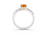 White gold Oval Cut Citrine Cluster Side Stone Solitaire Ring with Prong Setting_27