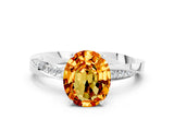 White gold Oval Cut Citrine Engagement Ring with Side Stone Accents and Four-Prong Setting_27