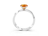 White gold Oval Cut Citrine Engagement Ring with Side Stone Accents and Four-Prong Setting_75