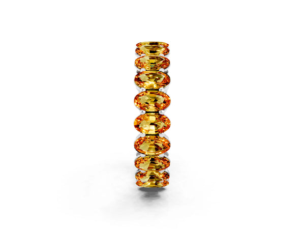 White gold Oval Cut Citrine Eternity Band with Shared Prong Setting