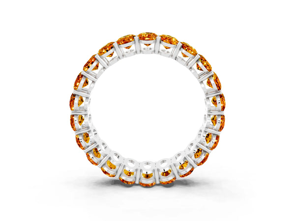 Silver Oval Cut Citrine Eternity Band with Shared Prong Setting