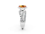 White gold Oval Cut Citrine Halo Ring with Round Split Shank and Prong Setting_62